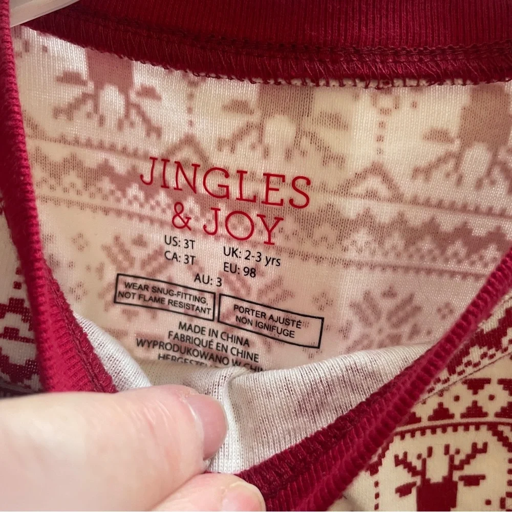 Jingles and Joy NWT Kids Festive Pajama Set - Red and White